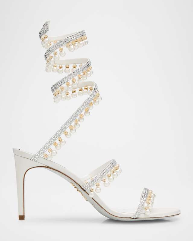 Chandelier Snake-Wrap Cocktail Sandals